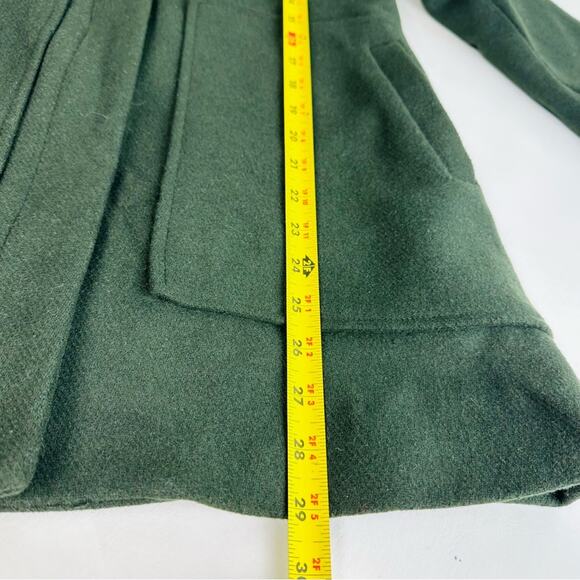 Coffeeshop Emmalise Wool Blend Jacket Green Faux Fur Hood Front Buckle Sz S - Picture 9 of 11